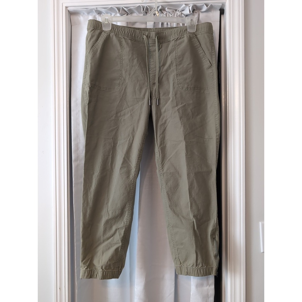 Eddie Bauer Pull Up Hiking Pants Women Size 14 Green Elastic Waist‎